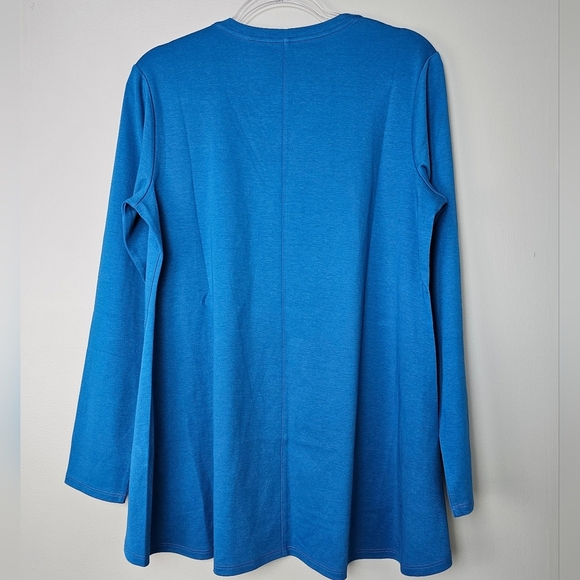 Isaac Mizrahi Live! Essentials Pima Cotton V-Neck Hi-Low Hem Top Blue NWOT - Picture 4 of 8